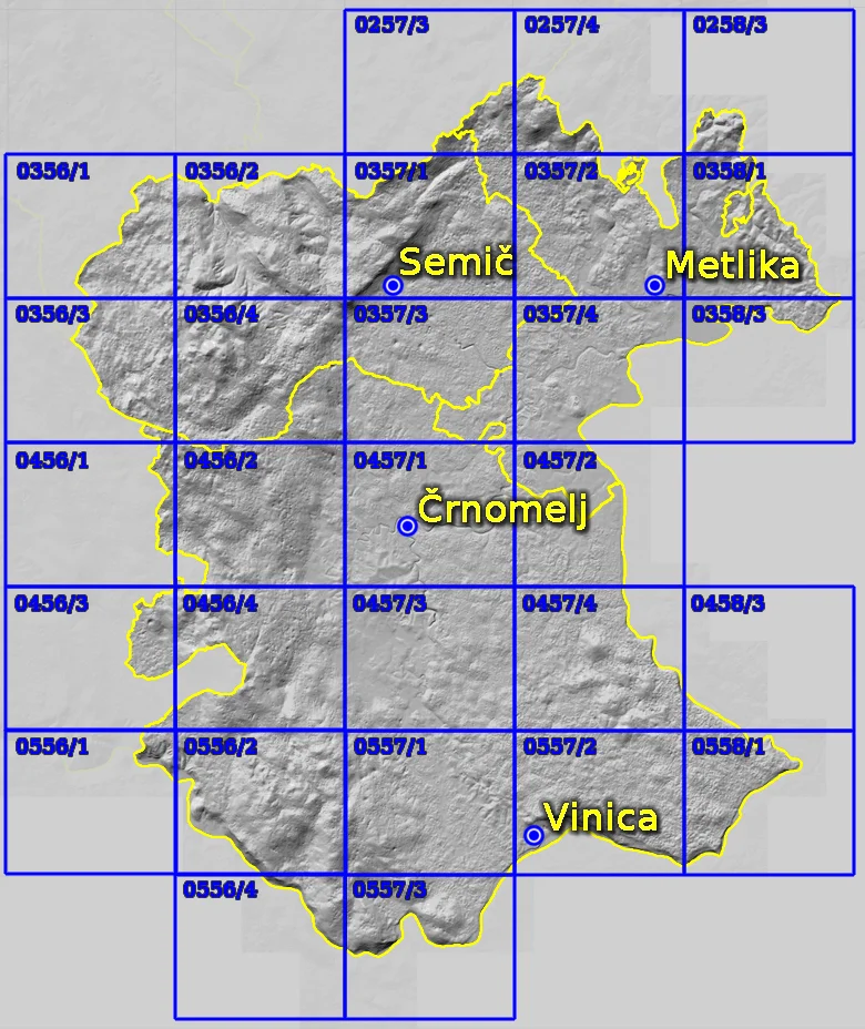 Mreža MTB kvadrantov v Beli krajini